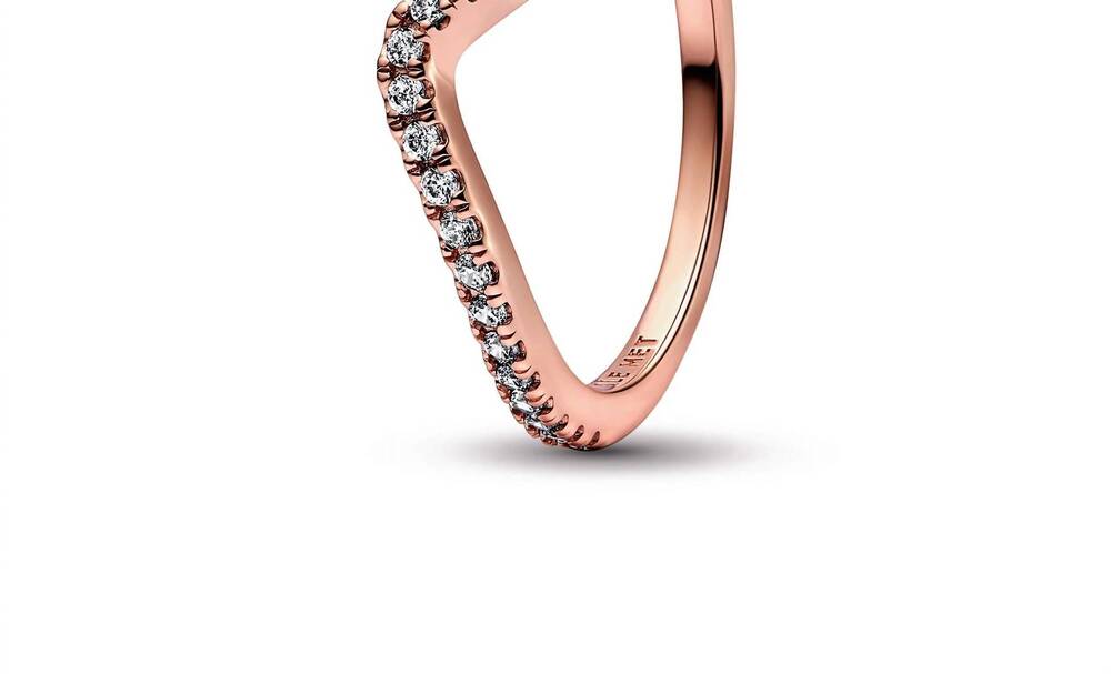 NEW PANDORA women's sparkling wave ring in rose gold